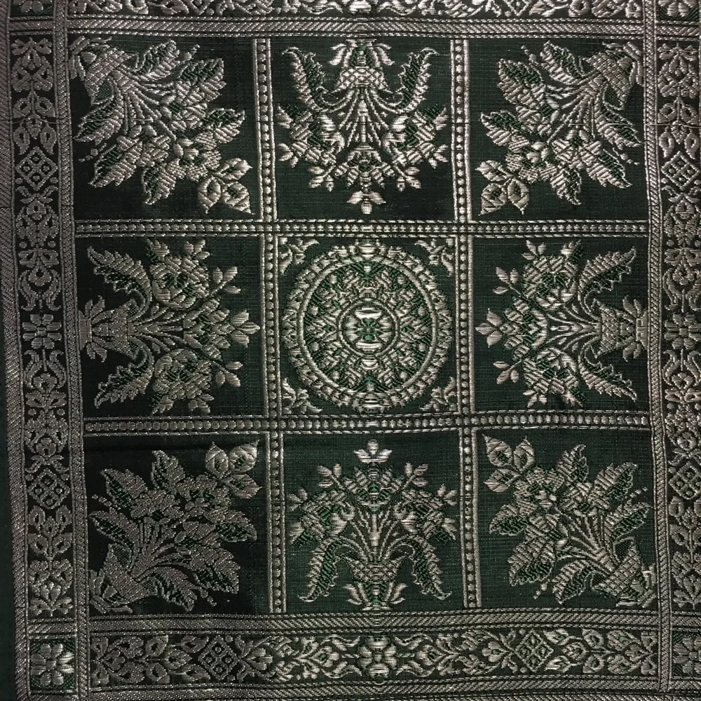Tapestry Wall Hanging Brocade Green Tan Silky metallic embroidery …